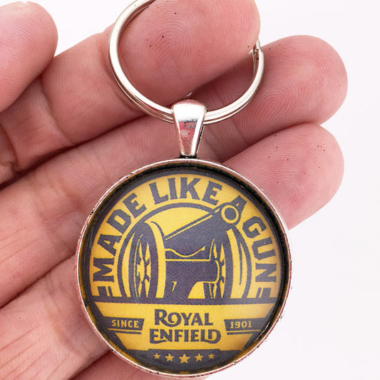 Vintage British Royal Enfield Emblem Badge Logo 1.2" Diameter Keychain
