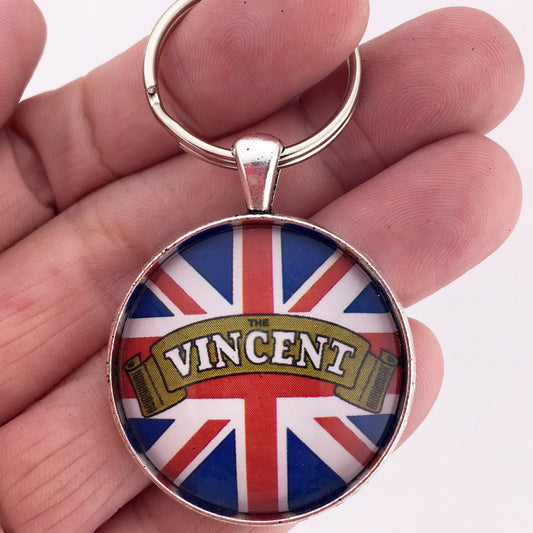 Vintage British Vincent Motorcycle Emblem Badge Logo 1.2" Diameter Keychain