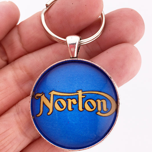 Vintage British Norton Motorcycle Emblem Badge Logo 1.2" Diameter Keychain