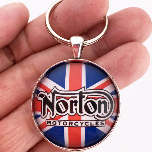 Vintage British Norton Motorcycle Emblem Badge Logo 1.2" Diameter Keychain
