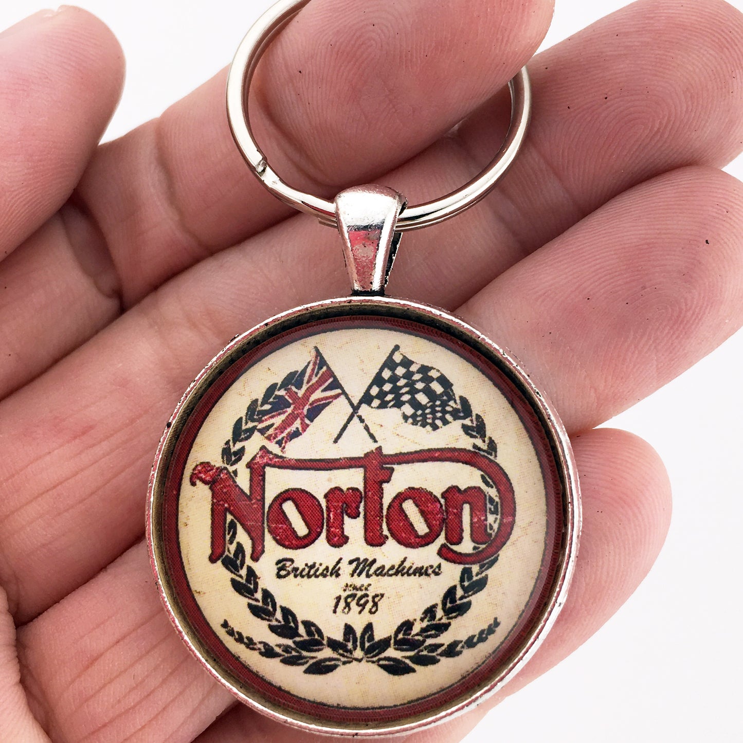 Vintage British Norton Motorcycle Emblem Badge Logo 1.2" Diameter Keychain
