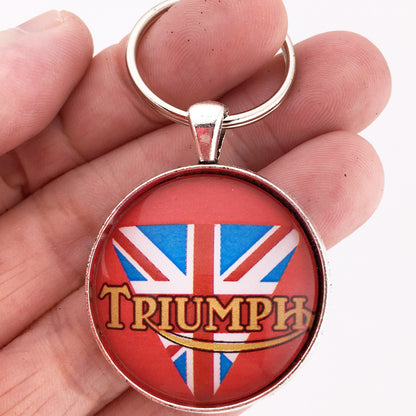 Vintage British Triumph Motorcycle Emblem Badge Logo 1.2" Diameter Keychain