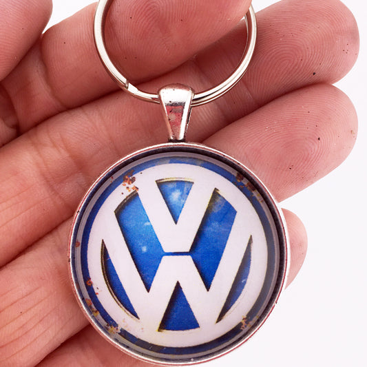 Volkswagen VW Vintage Distressed Rusty Emblem Badge Logo 1.2" Diameter Keychain