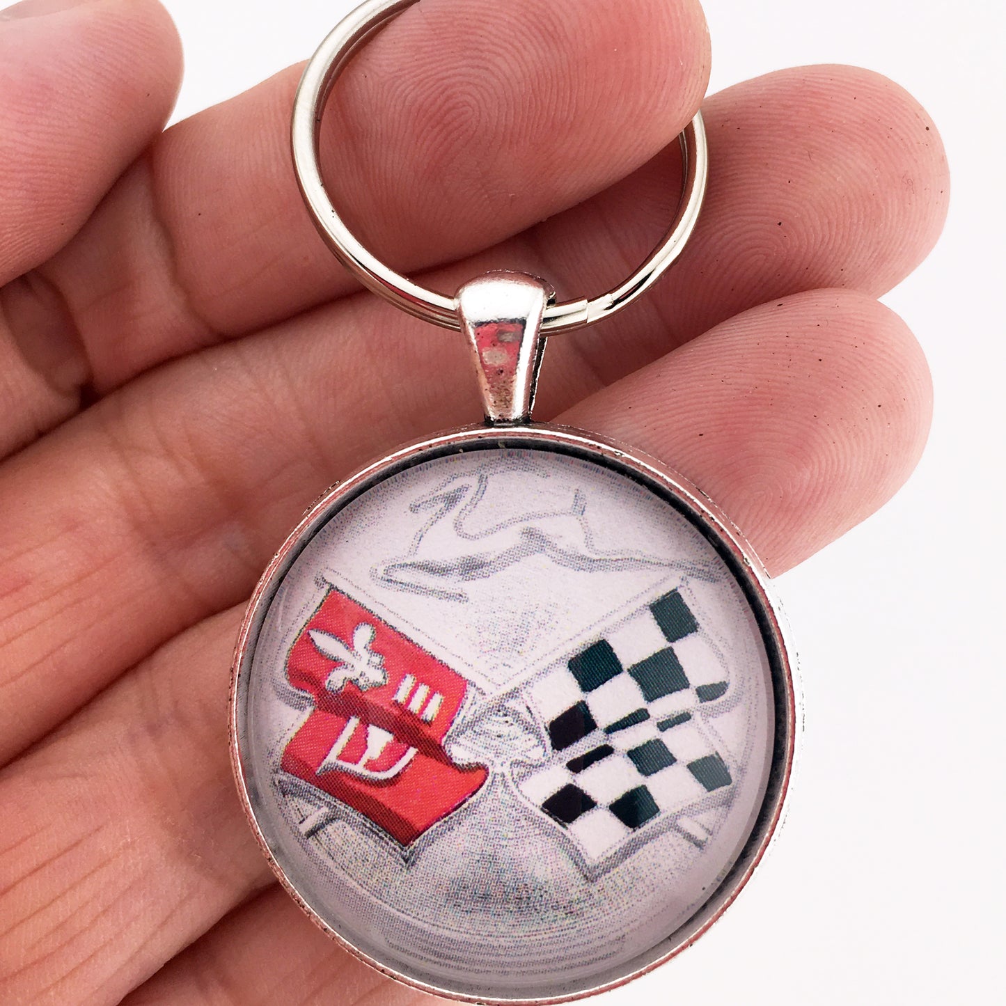 1958-1960 Chevy Impala Steering Wheel Horn Cap Image 1.2" Diameter Keychain