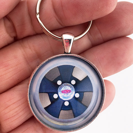 Vintage Cragar GT 5 Spoke Black and Aluminum Mag Wheel 1.2" Diameter Keychain