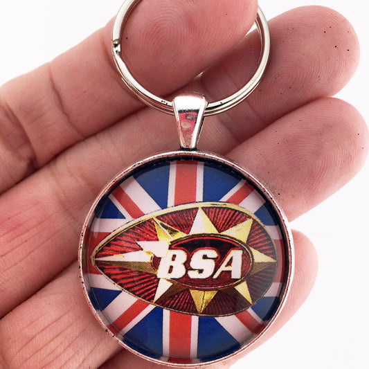 Vintage BSA Motorcycle Tank Emblem Badge Logo 1.2" Diameter Keychain