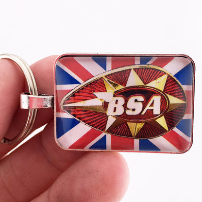 Vintage BSA Motorcycle Tank Emblem Badge Logo 1" x 1.25" Diameter Keychain