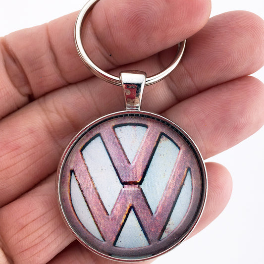 Volkswagen VW Vintage Distressed Rusty Emblem Badge Logo 1.2" Diameter Keychain