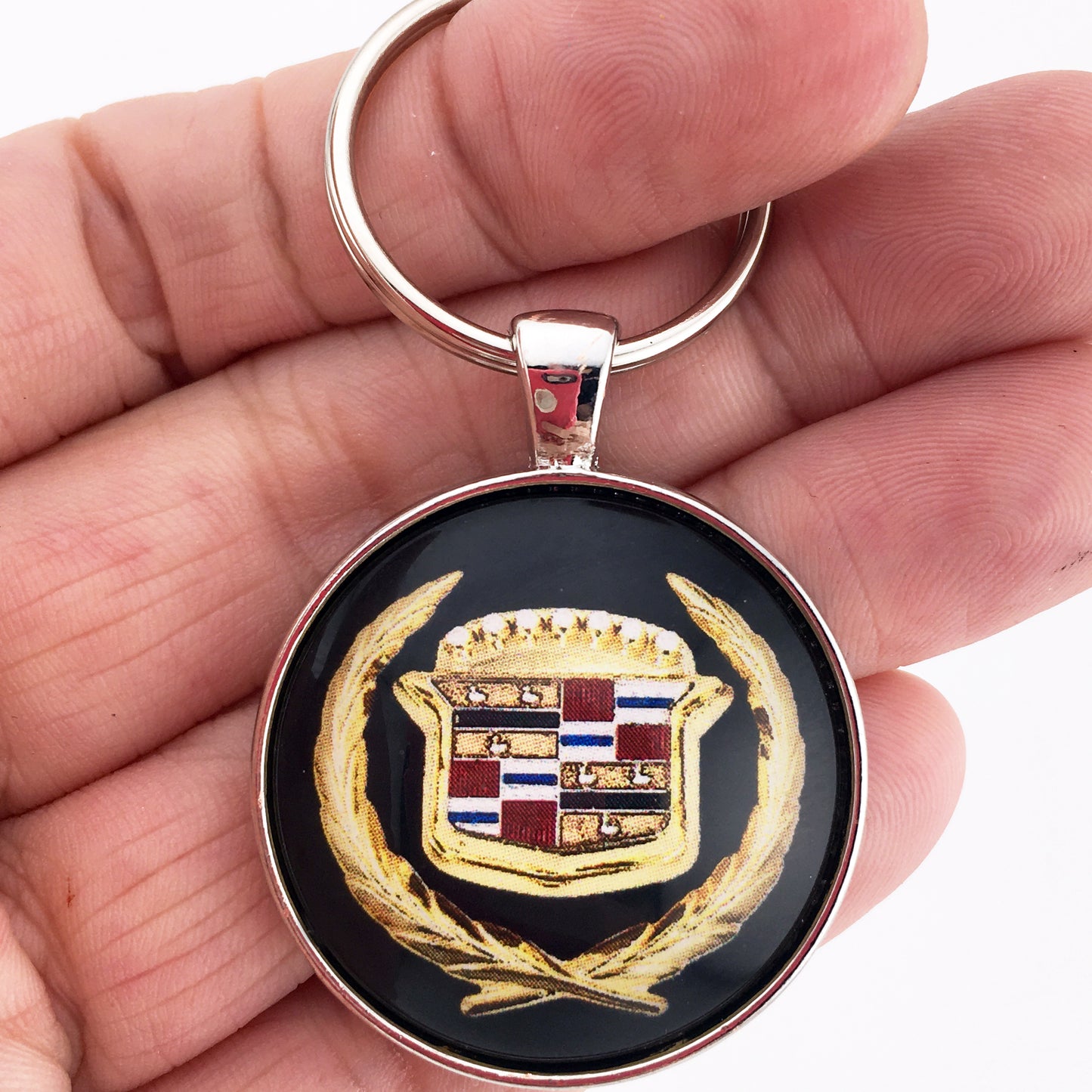 Vintage Cadillac Gold Wreath Fender Emblem 1.2" Keychain