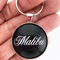 Vintage Malibu Chrome Badge Emblem 1.2" Diameter Keychain