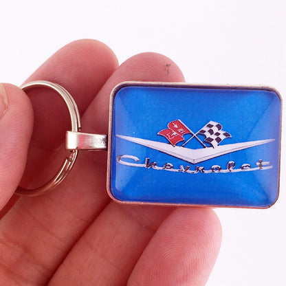 Vintage Chevy Impala Chrome Trunk Hood Emblem Badge 1" x 1.25" Keychain