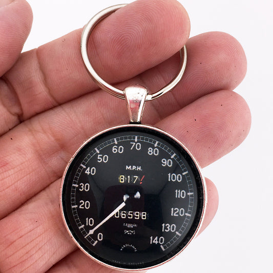 Vintage Jaguar XK-120 140 MPH Speedometer Gauge 1.2" Diameter Keychain
