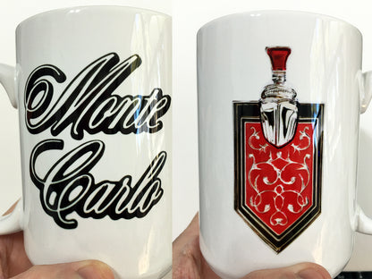 Vintage Chevrolet Monte Carlo Chrome Emblem Badge LARGE 15 oz. Ceramic Mug