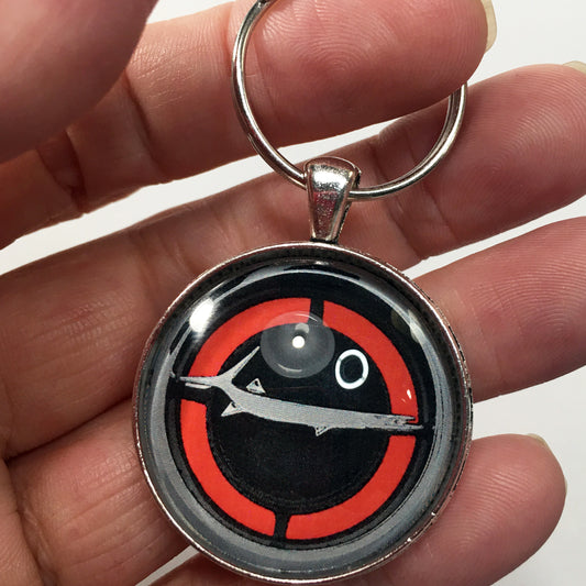 Vintage Plymouth Barracuda Orange Emblem Badge Ornament Logo 1.2" Diameter Keychain