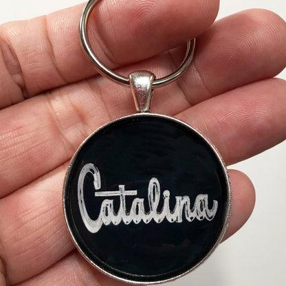 Vintage Pontiac Catalina Fender Emblem Badge Ornament 1.2" Diameter Keychain