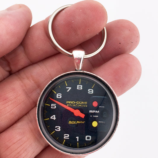 Vintage Pro Comp 8K Tachometer Gauge 1.2" Diameter Keychain
