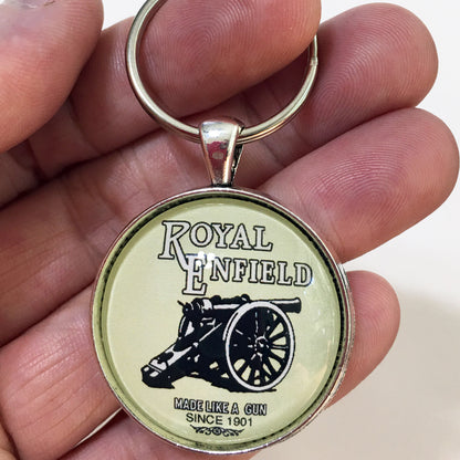 Vintage Royal Enfield Motorcycle Emblem Badge Logo 1.2" Diameter Keychain