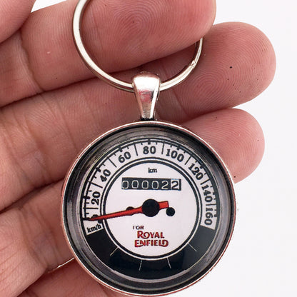 Vintage Royal Enfield 350 Motorcycle 160 MPH Speedometer 1.2" Diameter Keychain