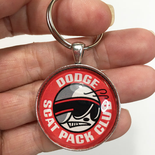 Vintage Dodge Scat Pack Club Emblem Badge Ornament Logo 1.2" Diameter Keychain