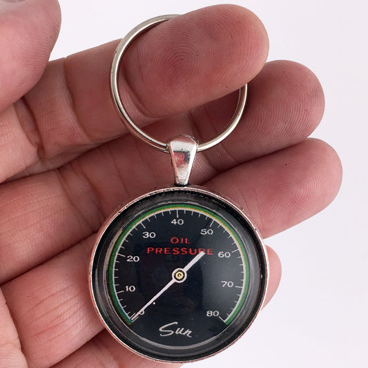 Vintage Sun Oil Pressure Gauge 1.2" Diameter Keychain