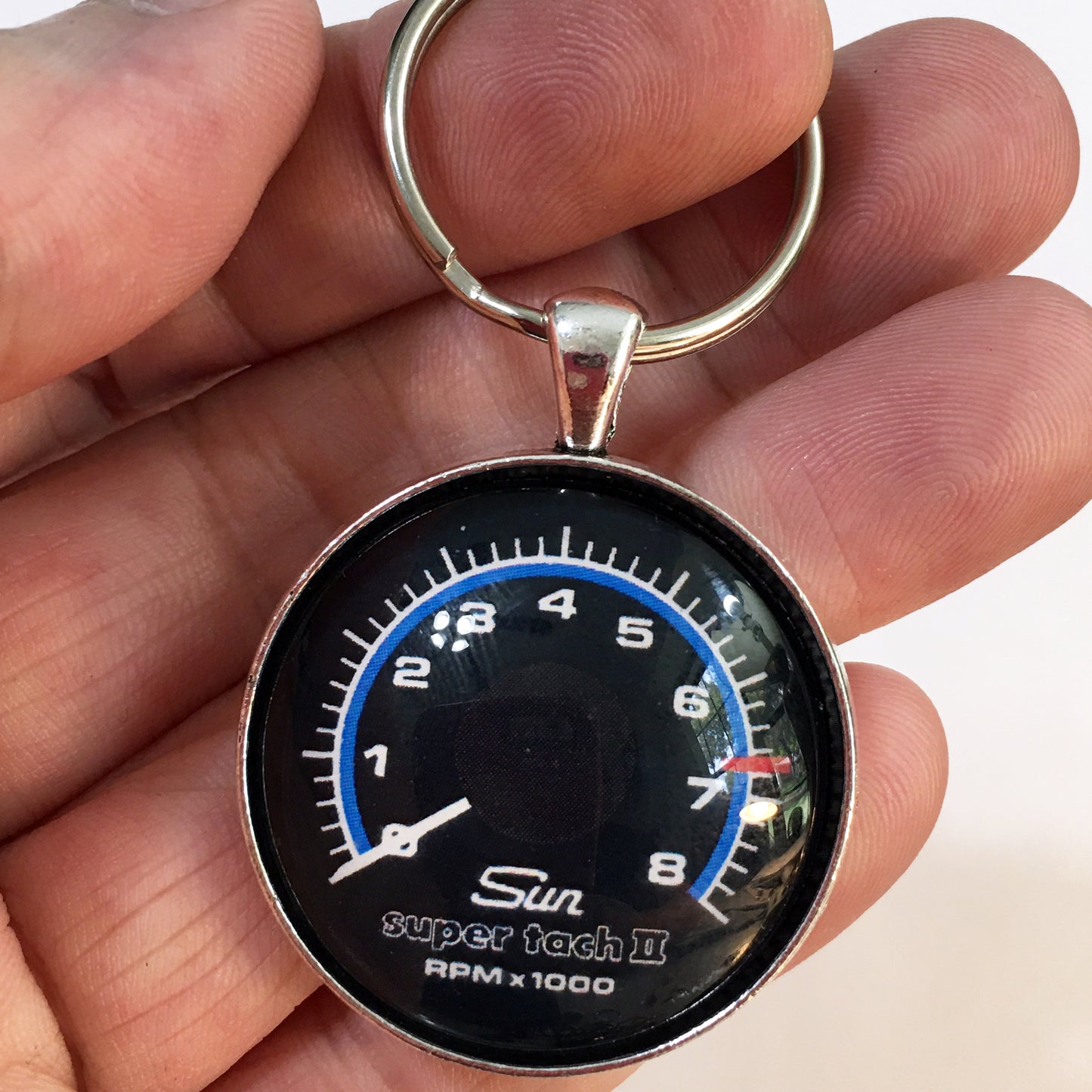 Vintage Sun Super Tach II 8K Tachometer Gauge 1.2" Diameter Keychain