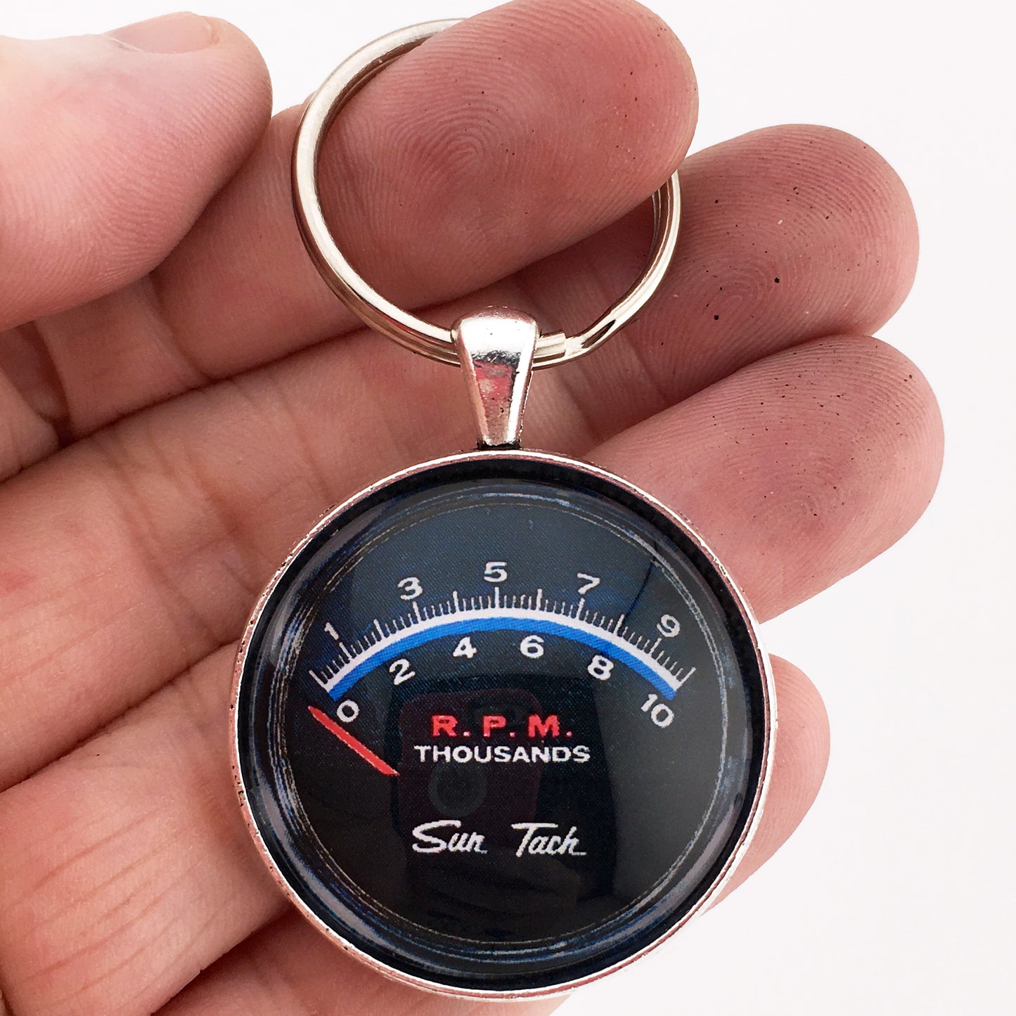 Vintage Sun Tach 10K Tachometer Gauge 1.2" Diameter Keychain