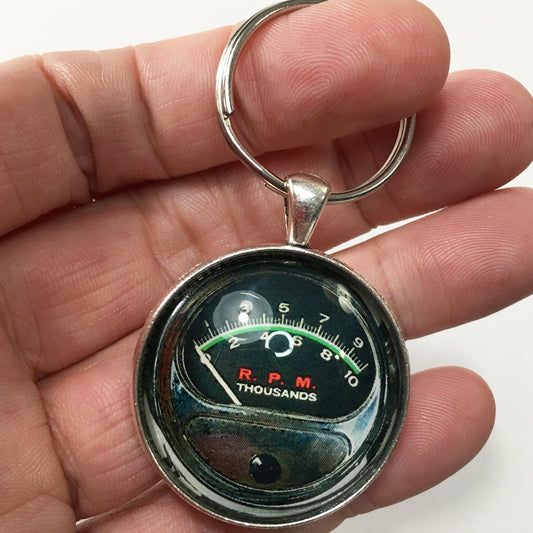Vintage Sun Tach Greenline 10K Tachometer Gauge 1.2" Diameter Keychain