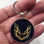 Vintage 2nd Gen Firebird Gold and Tan Hood Decal 1.2" Diameter Keychain