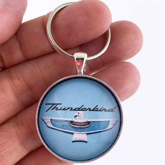 Vintage Ford Thunderbird Emblem Badge Logo 1.2" Diameter Keychain