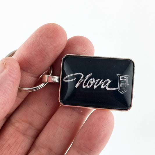 Vintage Chevy Nova II chrome Badge Emblem 1 x 1.25" Diameter Keychain
