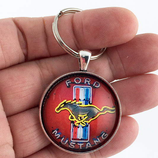 Ford Mustang Neon Pony Emblem Sign 1.2" Keychain