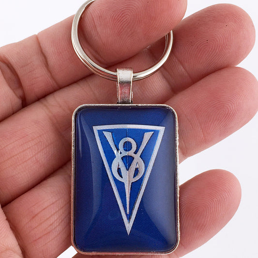 Vintage Ford V8 Truck Grille Emblem 1" x 1.25" Diameter Keychain
