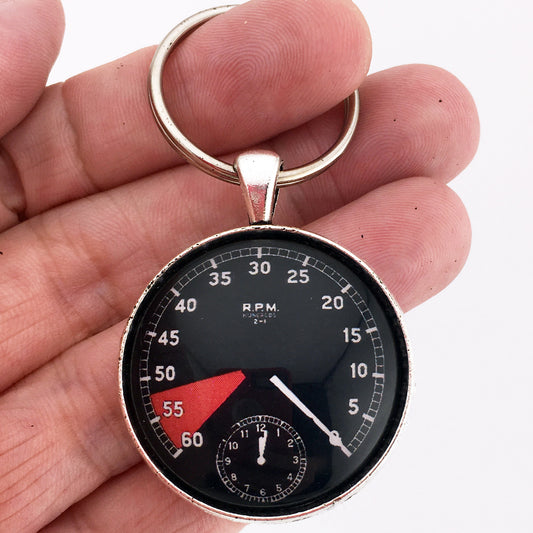 Vintage Jaguar XK-120 60 RPM Tachometer Gauge 1.2" Diameter Keychain