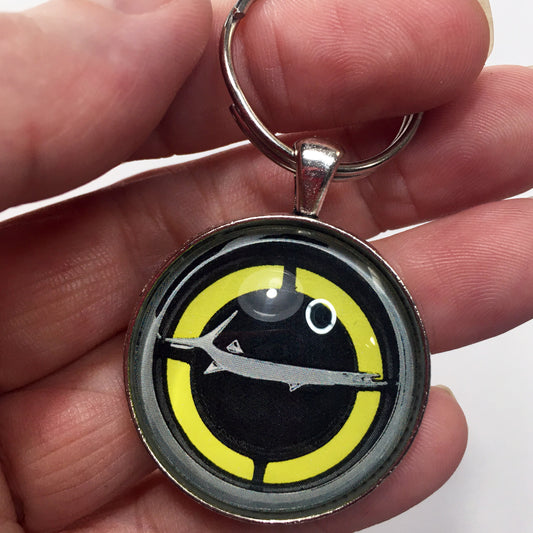 Vintage Plymouth Barracuda Yellow Emblem Badge Ornament Logo 1.2" Diameter Keychain