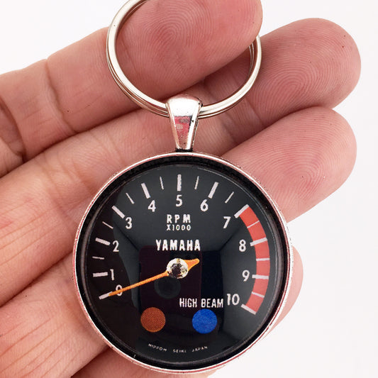 Vintage Yamaha DT250, DT360, and DT400 Motorcycle 10K RPM Tachometer Gauge 1.2" Diameter Keychain
