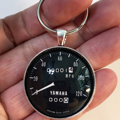 Vintage Yamaha RD350 Motorcycle 120 MPH Speedometer Gauge 1.2" Diameter Keychain
