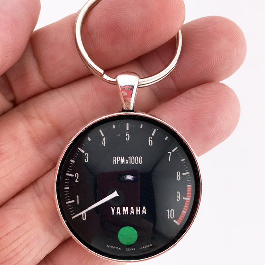 Vintage Yamaha RD350 Motorcycle 10K RPM Tachometer Gauge 1.2" Diameter Keychain
