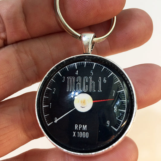 Ford Mach 1 Mustang 9K RPM Tachometer 1.2" Keychain