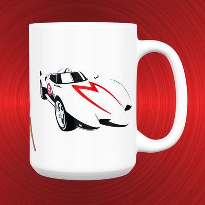 Speed Racer Mach 5 Racer X Trixie Chim Chim Gô Mifune LARGE 15 oz. Ceramic Mug