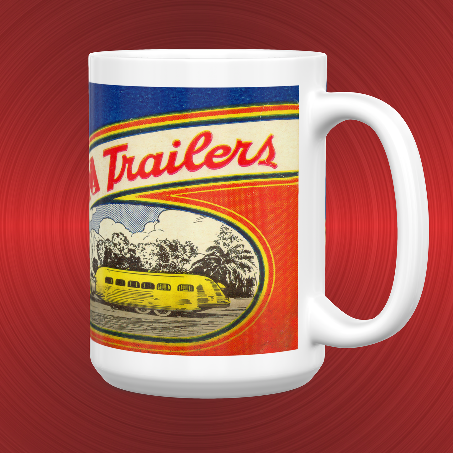 Vintage Airstream Travel Trailer Camper Postcard LARGE 15 oz. Ceramic Mug