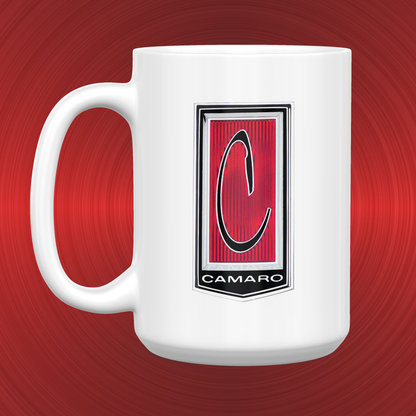 Vintage Camaro Chrome Emblem Badge LARGE 15 oz. Ceramic Mug