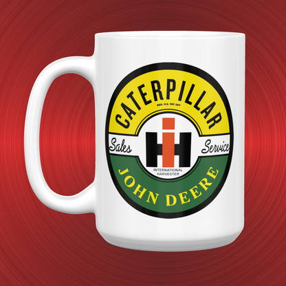 John Deere Caterpillar International Sales and Service Emblem and Logo Large 15 oz. Mug