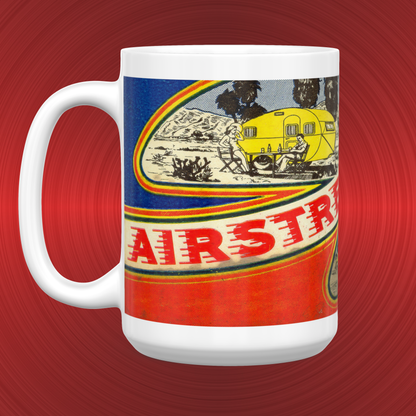 Vintage Airstream Travel Trailer Camper Postcard LARGE 15 oz. Ceramic Mug