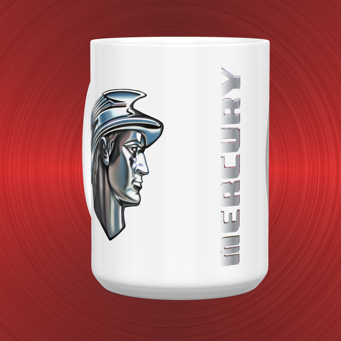 Merc Man Chrome Mercury Man Sales & Service Sign LARGE 15 oz. Ceramic Mug