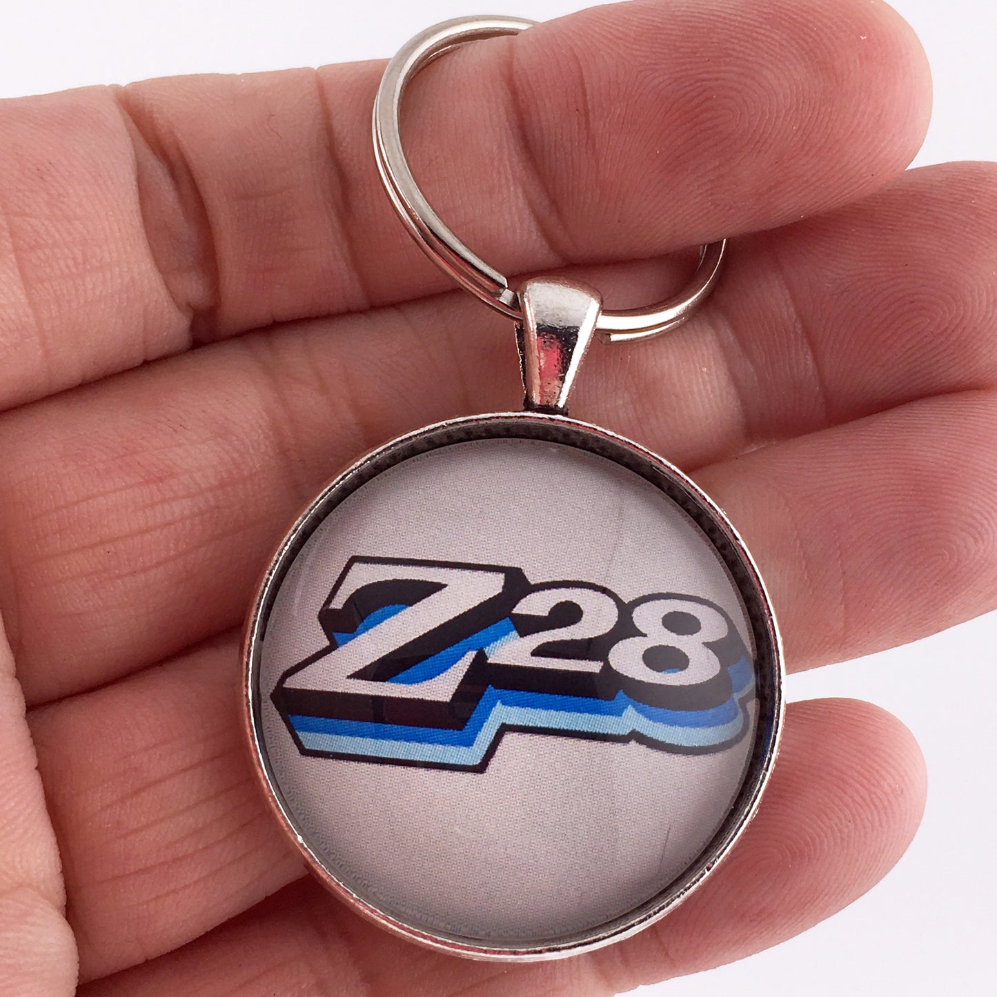 1970's Chevrolet Camaro Z28 Blue Decal Grille Emblem Badge 1.2" Keychain